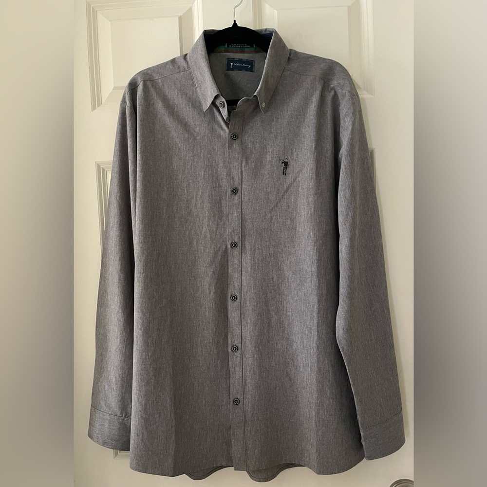 William Murray Golf long sleeve button down gray golf shirt vented arms size L
